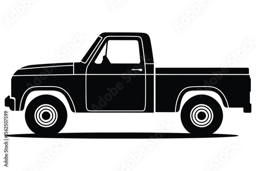 Pickup Truck Icon: Utility Vehicle, Light Commercial Transport, Hauling & Off-Road Symbol for Automotive & Work Design
