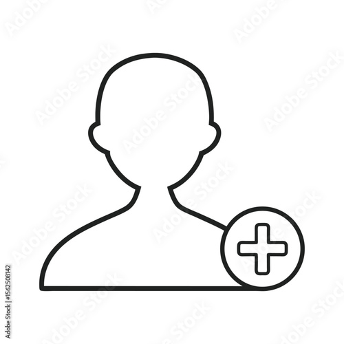 Person profile with plus symbol icon user