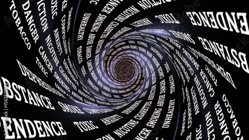 ADDICTION CIGARETTES Keywords on the Tunnel Walls, Animation, Background, Loop
