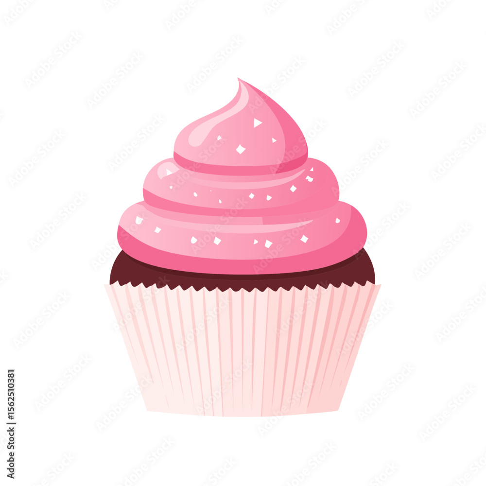 Pink Cupcake Food Icon on a Transparent Background Pink Cupcake Food Icon on a Transparent Background
