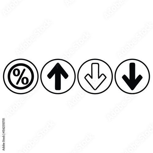 Percent Change Icons – Up and Down Arrows in Flat and Line Style Vector Set.AI/EPS/PNG