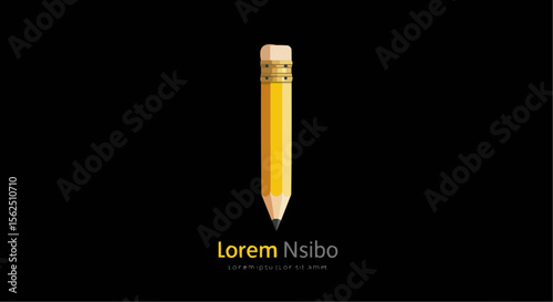 Modern Geometric Pencil Sculpture Vector for Educational Branding