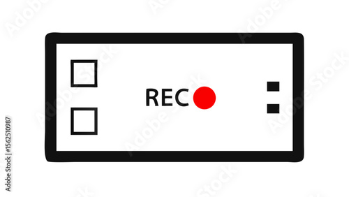 Recording camera viewfinder screen interface with rec indicator and controls
