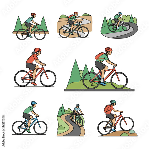 Cyclists Enjoying Outdoor Adventures on Various Mountain Bike Trails
