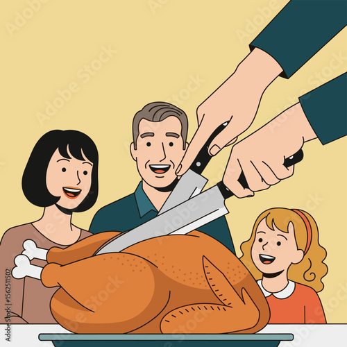 Family Anticipation: Roasted Turkey Carving Ceremony