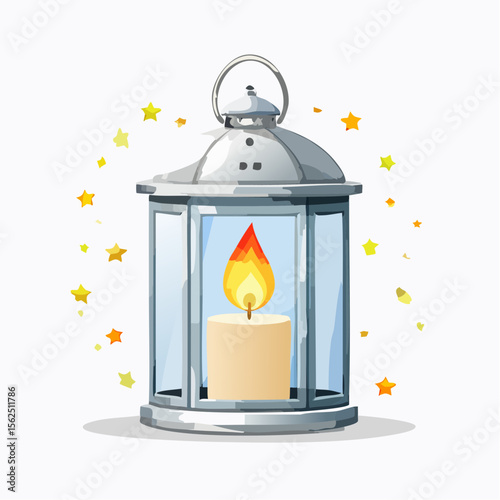Candle in lantern – flickering flame inside glass
