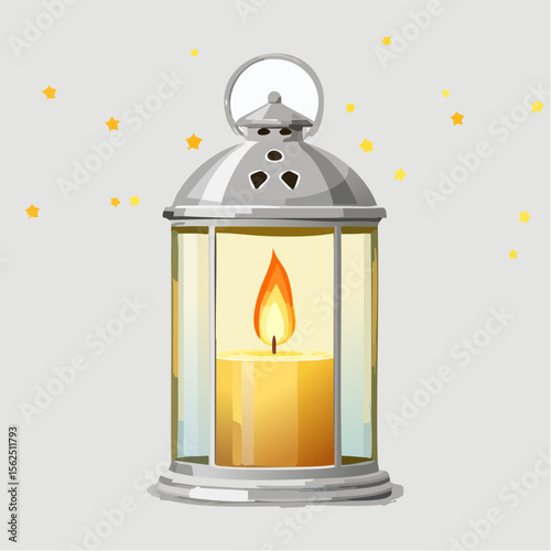 Candle in lantern – flickering flame inside glass
