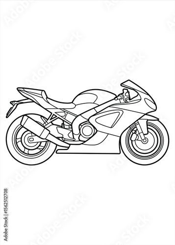 Clean line art drawing of a sport motorcycle side view