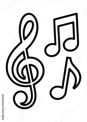 Simple black and white illustration of a treble clef and two musical notes