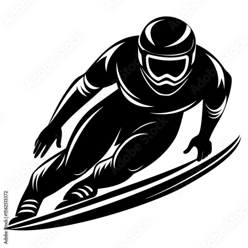 Luge Rider Speeding Athlete Silhouette