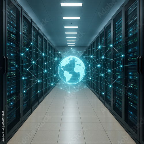 Digitale globale Vernetzung in Rechenzentrum 