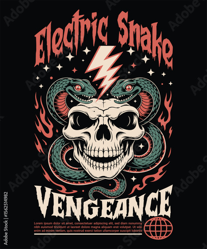 Electric Snake Vengeance – Skull and Snake Streetwear Graphic