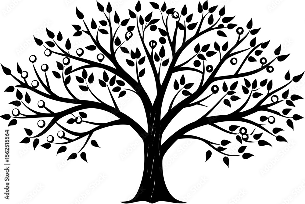 Obraz premium Tree silhouette vector art illustrates the seasonal growth and natural beauty of plants, perfect for floral designs and forest-themed decorations