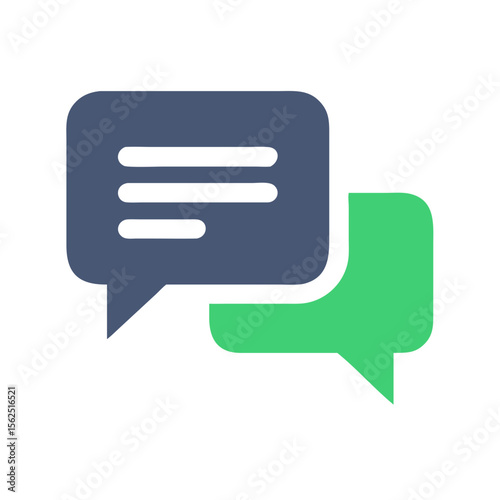 Blue and Green Chat Bubble Icon – Vector Message Symbol for Conversation, Support, Texting or Social Messaging Apps. speech bubble icon vector