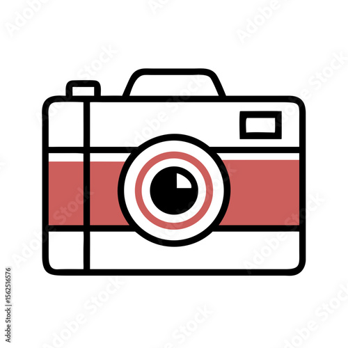 Red Photo Camera Icon – Vector Photography Symbol. digital camera on a white background.