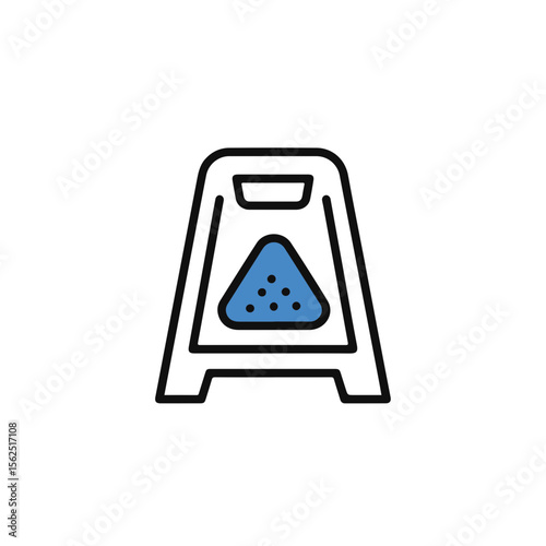 Caution Sign Indicates Wet Surface, Preventing Slipping Accidents