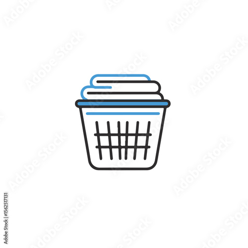Laundry basket with folded clothes.
