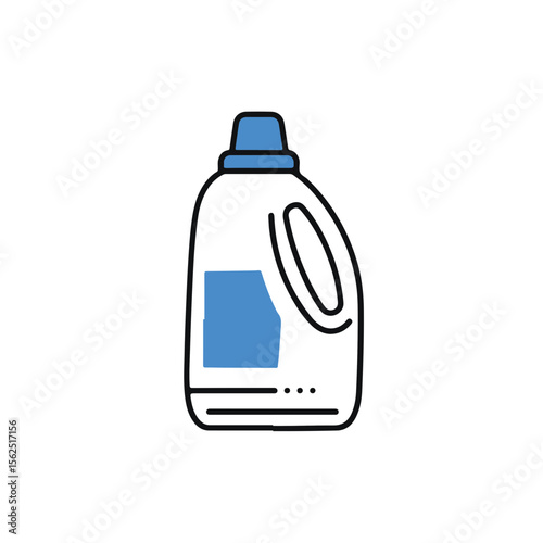 Simple laundry detergent bottle in a line art style, perfect for use in various design projects.