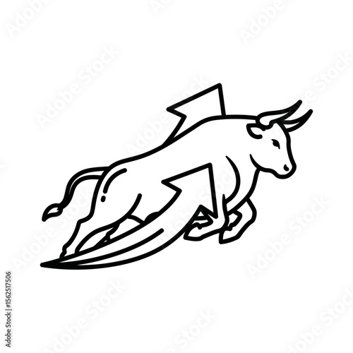 Investment banking bull icon with upward arrows representing growth