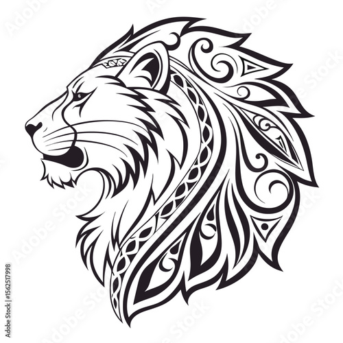 vector illustration of a lion head with tribal pat lion head silhouette