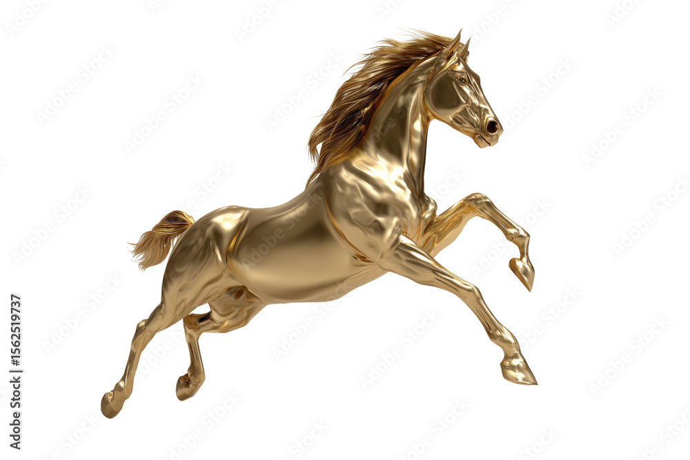 Fototapeta premium Free golden horse in motion transparent background