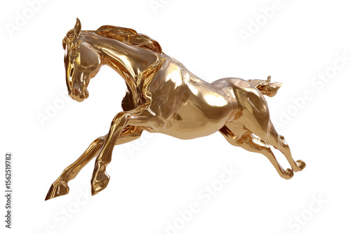 Free golden horse in motion transparent background