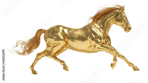 Free golden horse in motion transparent background