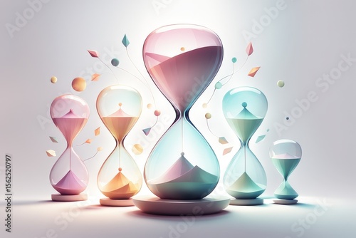 glass hourglass with sand inside. time concept. 3d image