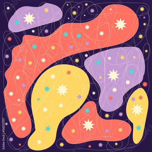 Art & Illustration abstract background, starts and space vibes
