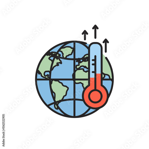Climate Change Globe Icon – Bold Outline Style