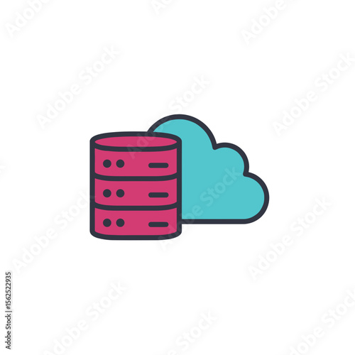 Cloud Computing Server Icon – Bold Outline Style