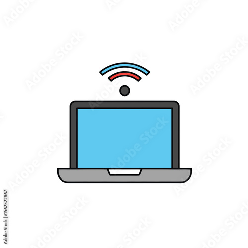 Remote Work Laptop Icon – Bold Outline Style