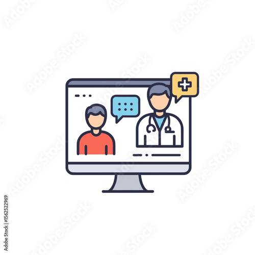 Telemedicine Consultation Icon – Bold Outline Style