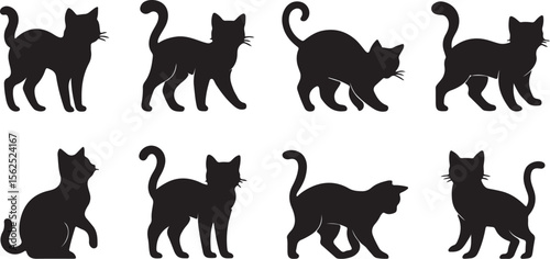 set of silhouettes of cats
