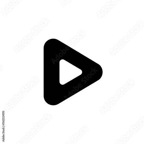 Forward facing arrow icon with rounded corners and inner triangle shape on a plain presentation