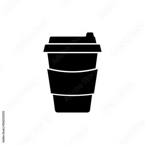 Disposable coffee cup with lid and sleeve for hot drinks beverage to go icon illustration vector