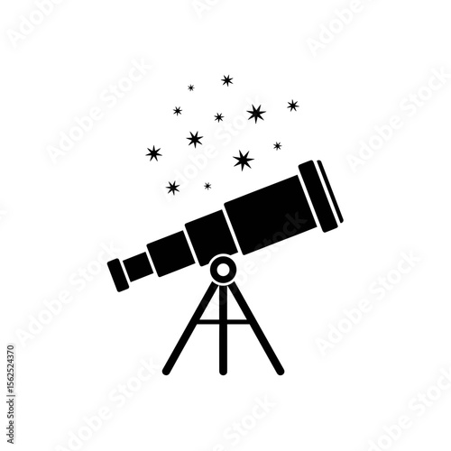 Telescope pointing towards a cluster of stars used for astronomy and exploration of the universe view tool