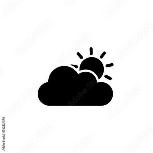 Illustration of a cloud with the sun partially visible behind it in a minimalist style graphic weather icon