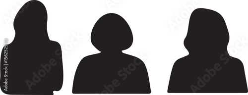 Three Anonymous Female Silhouettes Vector Illustration of Unidentified Women