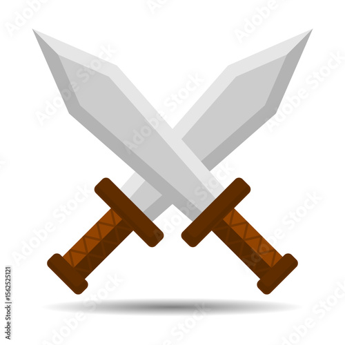 Mini Crossed Swords Graphic Vector Illustration Isolated on White for Combat Badge, Game Asset, or Military Symbol Design
