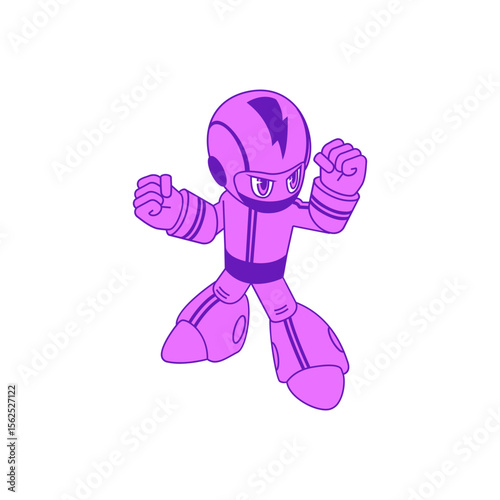 Vibrant Purple Mega Man Character in Action Pose