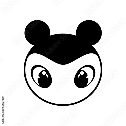 Cute Cartoon Character Face with Big Eyes