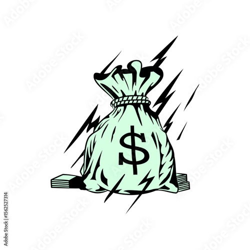 Electric Money Bag: A Powerful Graphic of Wealth