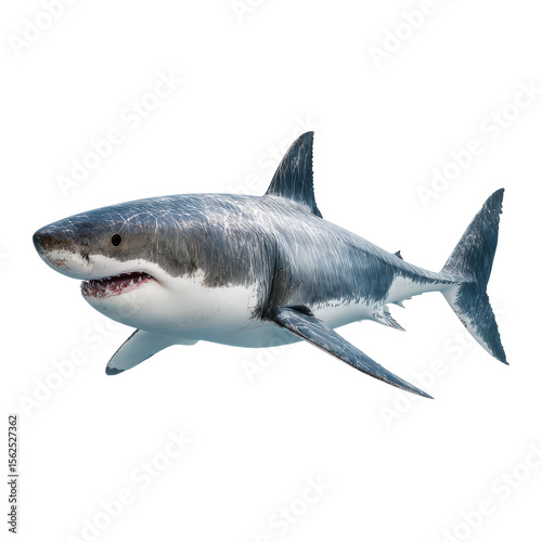 Side View of a Great White Shark Isolated