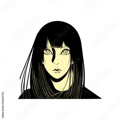 Intriguing Anime Portrait of a Woman with Striking Eyes