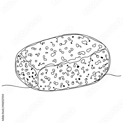 Line drawing of pumice stone – minimal outline illustration for skincare, exfoliation, and personal hygiene. Vector illustration.