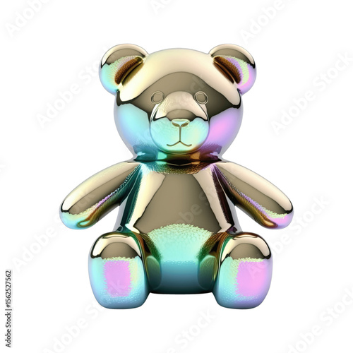 Shiny iridescent teddy bear, perfect for home decor.