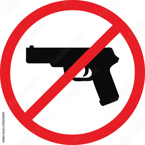 No Guns Allowed Sign Red Circle Prohibition Symbol