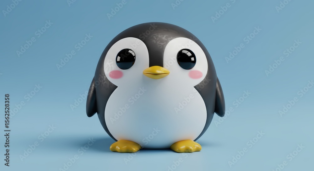 Fototapeta premium Adorable 3D Render of a Cute Penguin Character