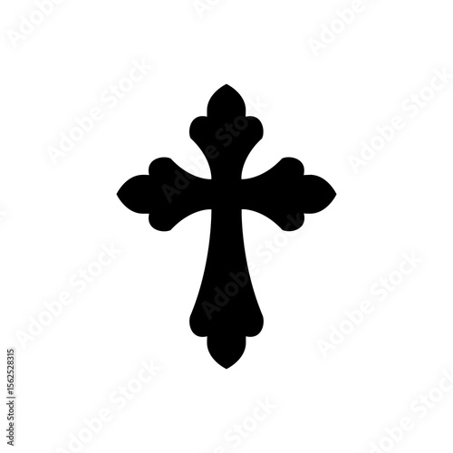 Ornate Christian Cross Silhouette Design